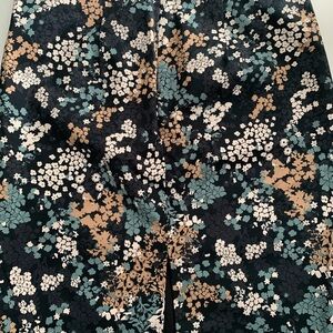 RW&CO. Black Floral Skirt with Teal and Tan Blooms